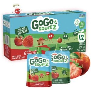 Go Go squeeZ 纯鲜果泥12袋 苹果草莓 不加糖营养美味