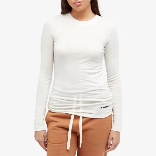 Jil Sander Plus Long Sleeve Top With Small LogoPorcelain