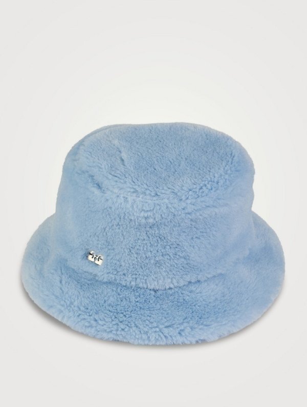 蓝色毛绒渔夫帽