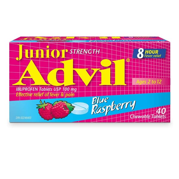 Advil 布洛芬2-12岁儿童咀嚼片 40片 蓝莓味