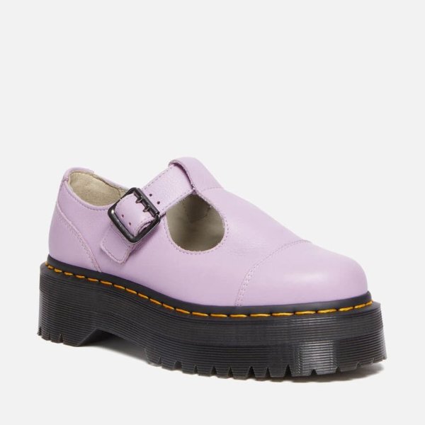 紫色系带厚底凉鞋