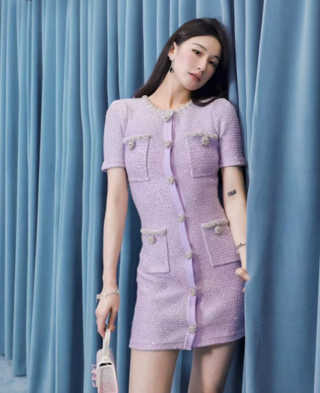 紫色针织裙