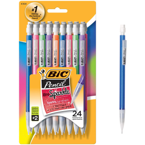 Bic 0.5mm自动铅笔24支 销量冠军 含8种颜色 带橡皮