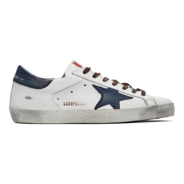 White & Navy Superstar 小脏鞋