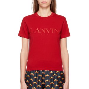 Lanvin红色刺绣 T 恤