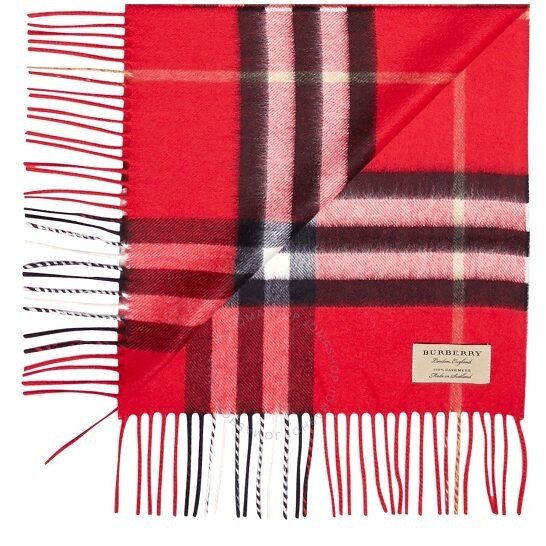 经典大红色苏格兰纹围巾