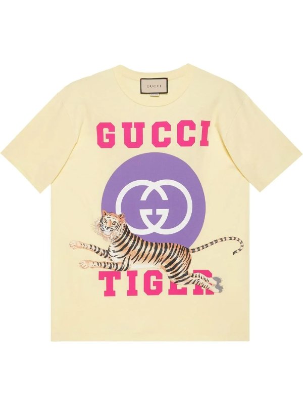 Tiger logo print T恤