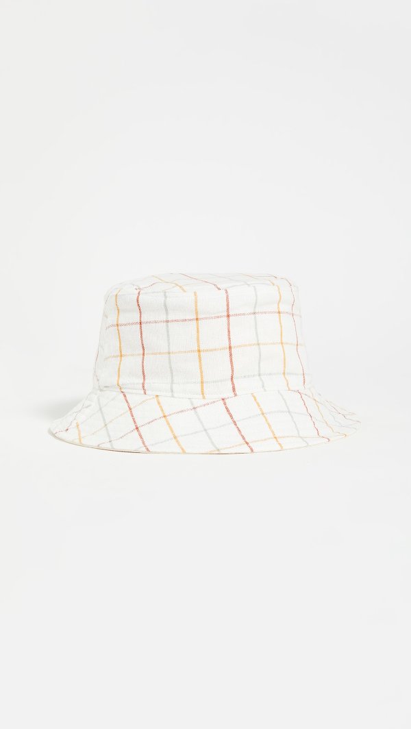 Linen-Cotton Reversible 彩色线条渔夫帽