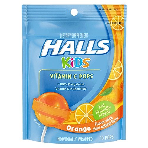 Halls 儿童抗感舒喉棒棒糖10支 橘子味