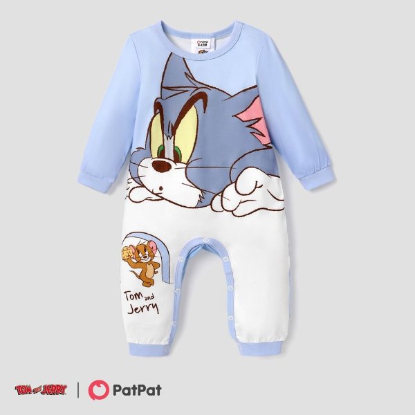 《猫和老鼠》男婴/女婴可爱图案印花连身裤