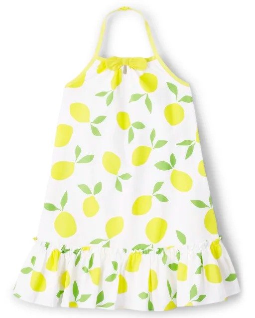 女童柠檬吊带裙