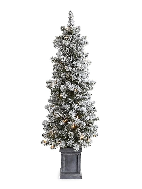 白色植绒圣诞树 4.5 ft 