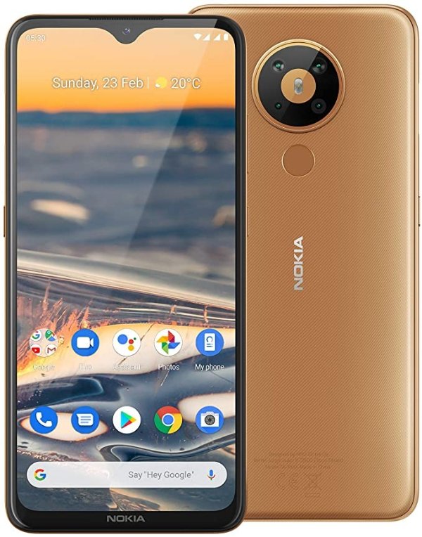 5.3 Android One Smartphone (Official Australian Version 2020) Unlocked Mobile Phone with Quad Camera, Large 6.55" Screen, 2-day Battery, European Design and Dual SIM, 64GB,Sand