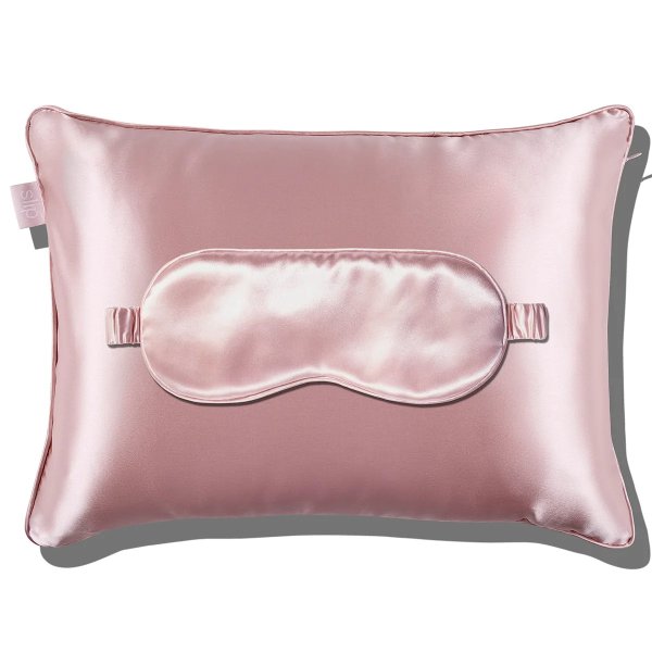 粉色真丝枕套+眼罩