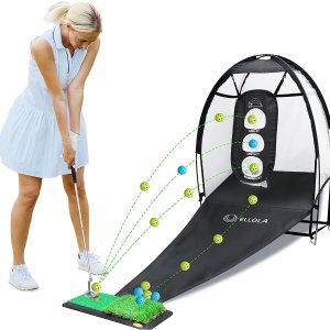 补货：Ellolla 便携式高尔夫击球网 双草坪垫 附6个练习球
