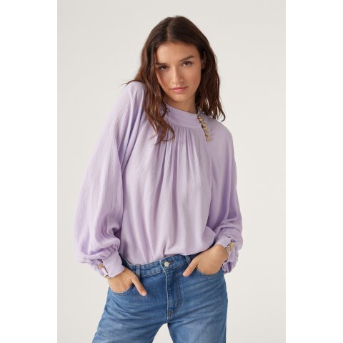 香芋紫雪纺衬衫