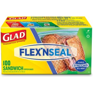 Glad  Flex'nseal食品袋 我不是普通的保鲜袋 带弹性 100个装