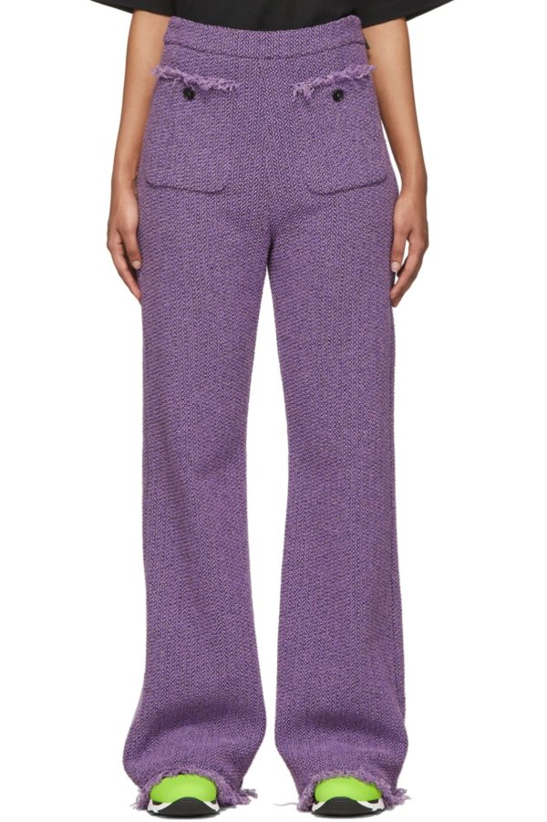 紫色花呢长裤