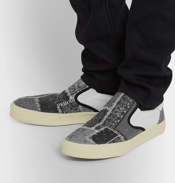 Leather-Trimmed Bandana-Print 平底鞋