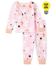 婴幼儿女孩发光 Fa-Boo-Lous 舒适版型棉质睡衣 - 粉色崇拜者