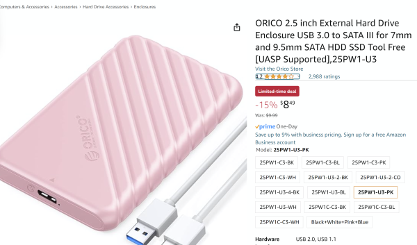 ORICO 2.5寸 硬盘外置盒 支持自制SATA接口SSD/HDD