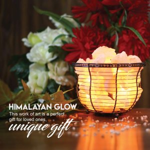 史低价：Himalayan Glow 喜马拉雅水晶盐灯 篮筐小火盆造型
