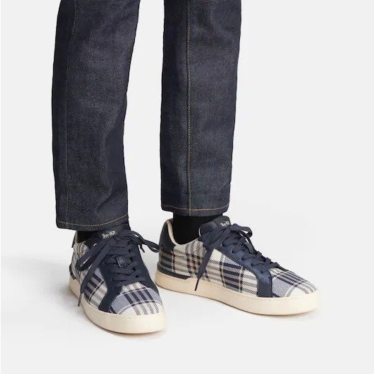 Clip Low Top Sneaker With Plaid Print