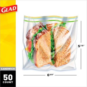 补货：Glad Zipper 三明治便携式保鲜袋 50个装 生活收纳佳品