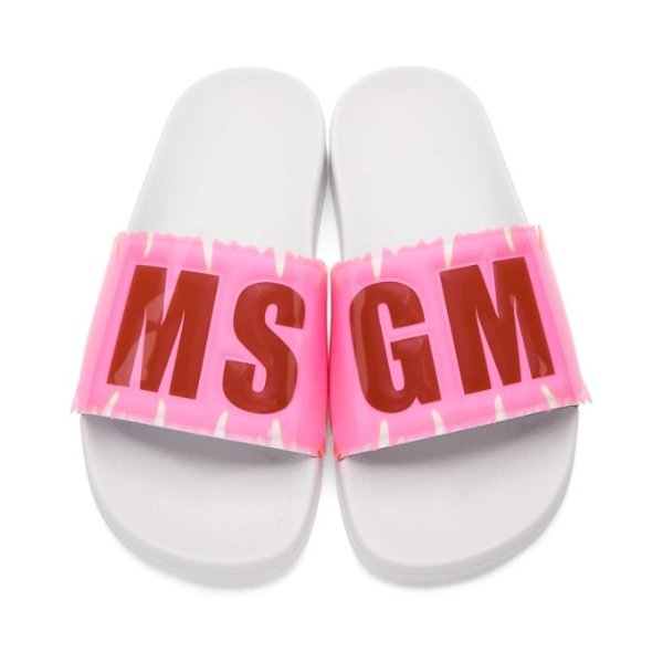 - Pink & White Logo Pool Slides