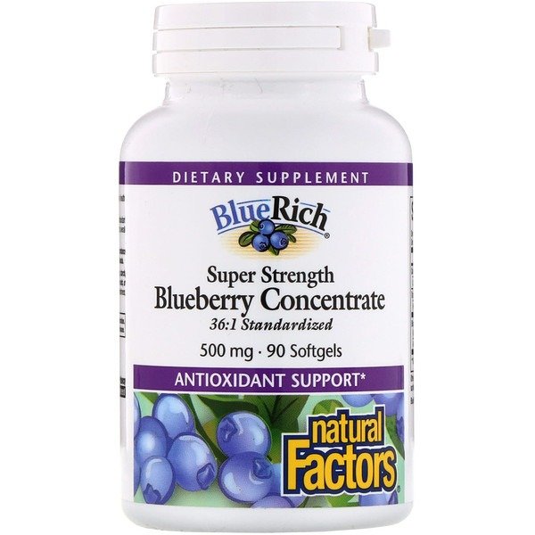 Natural Factors 蓝莓萃取 提高视力 500 mg, 90 Softgels