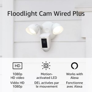低至8折 Plus$214.99(org $259.99)双色可选Ring Floodlight Plus/ Floodlight Pro 智能监控摄像头+照明灯 双向通话