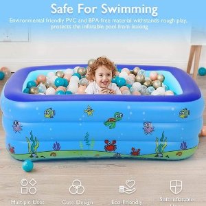 Satkago 59 x 43英寸 儿童充气游泳池 给宝宝快乐夏天