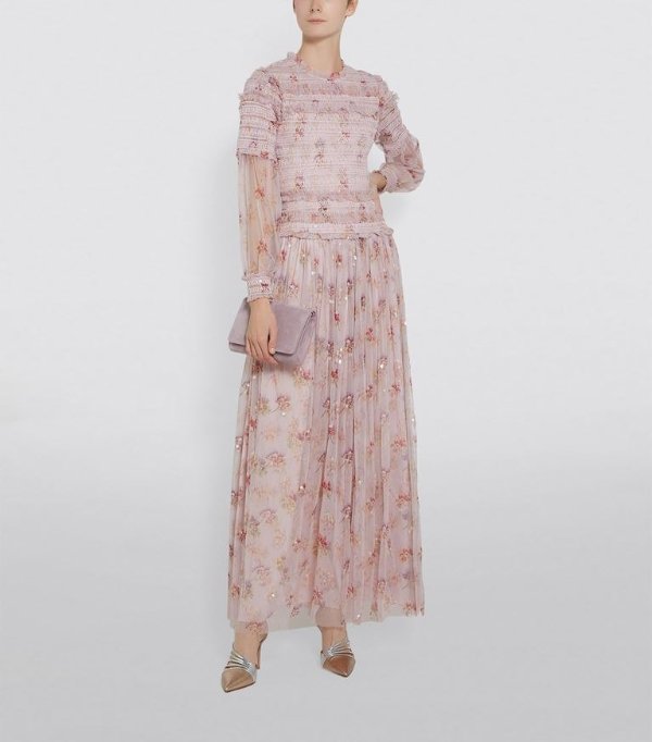 Needle & Thread Think Of Me Sequin Floral Print Gown | Harrods.com