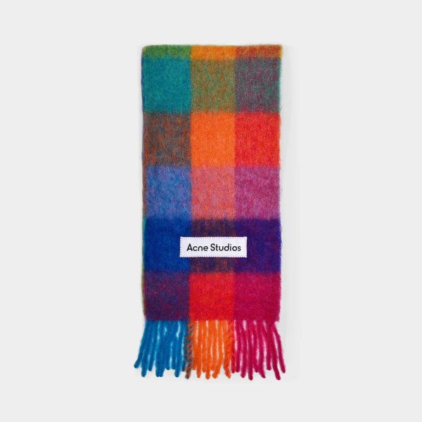 彩色格纹羊毛围巾