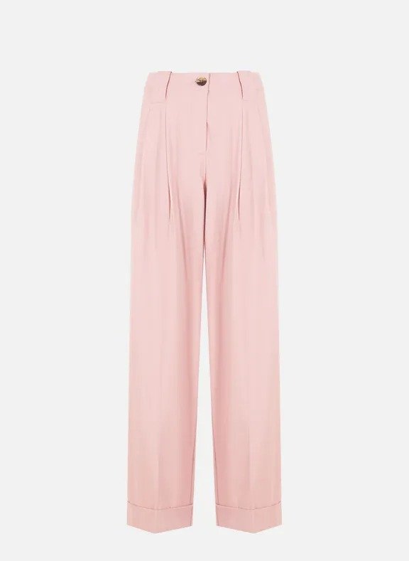 粉色阔腿裤