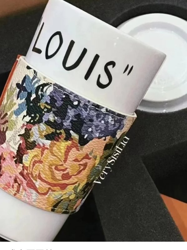 LOUIS LV FLOWER陶瓷杯子+皮革花卉杯套