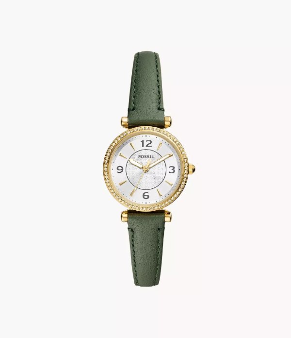 Carlie 绿色皮革手表
