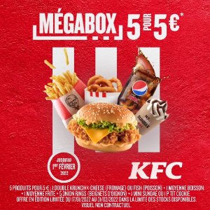 KFC Méga Box 新春回归 汉堡+5个洋葱圈+薯条+圣代+饮料