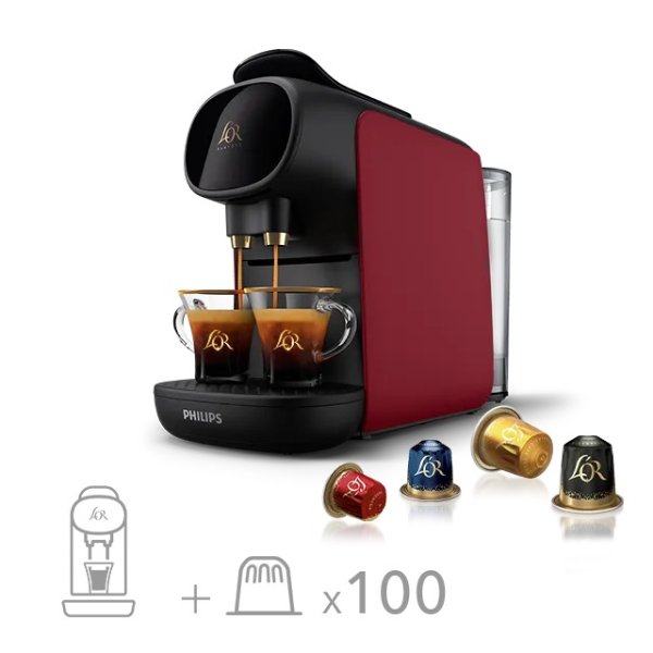 L'OR  BARISTA 红色咖啡机+100颗胶囊咖啡