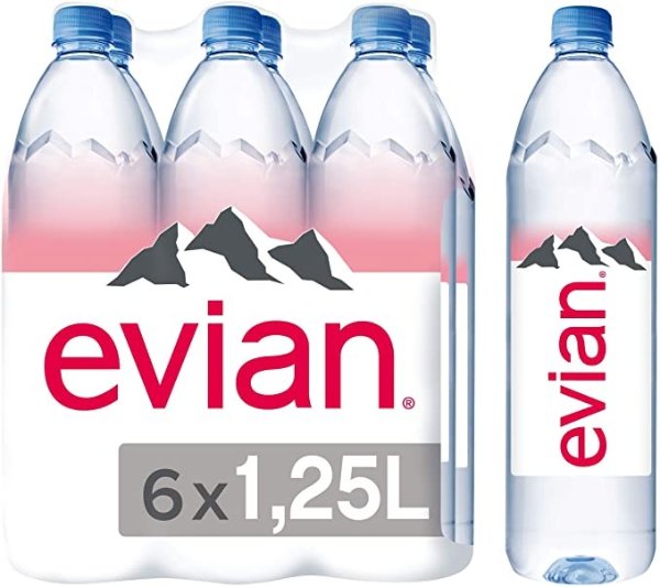Evian 天然矿泉水, 6 x 1.25L