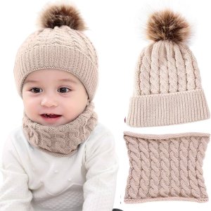 💥史低价💥：Yinuoday 婴儿针织帽子+微博 2件装 百搭卡其 保暖不扎肤