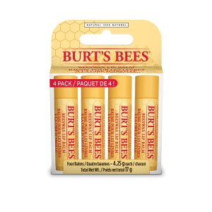 Burts Bees 100% 纯天然唇膏，4只装