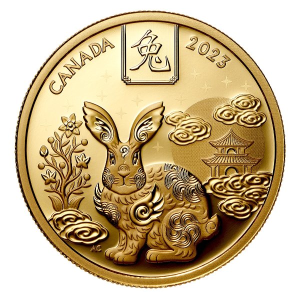 $100 纯金币 – 兔年