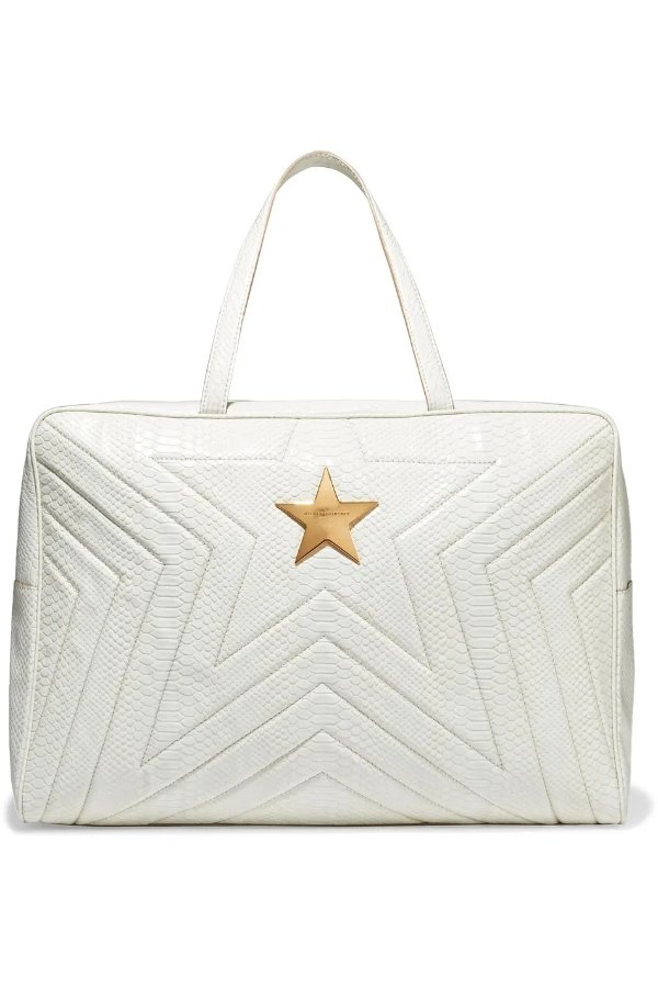 Stella Star quilted faux snake-effect leather tote