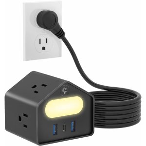 💥史低价💥：HAFINO 7合1电源插座, 带小夜灯, 4插座+2USB-A+USB-C快充