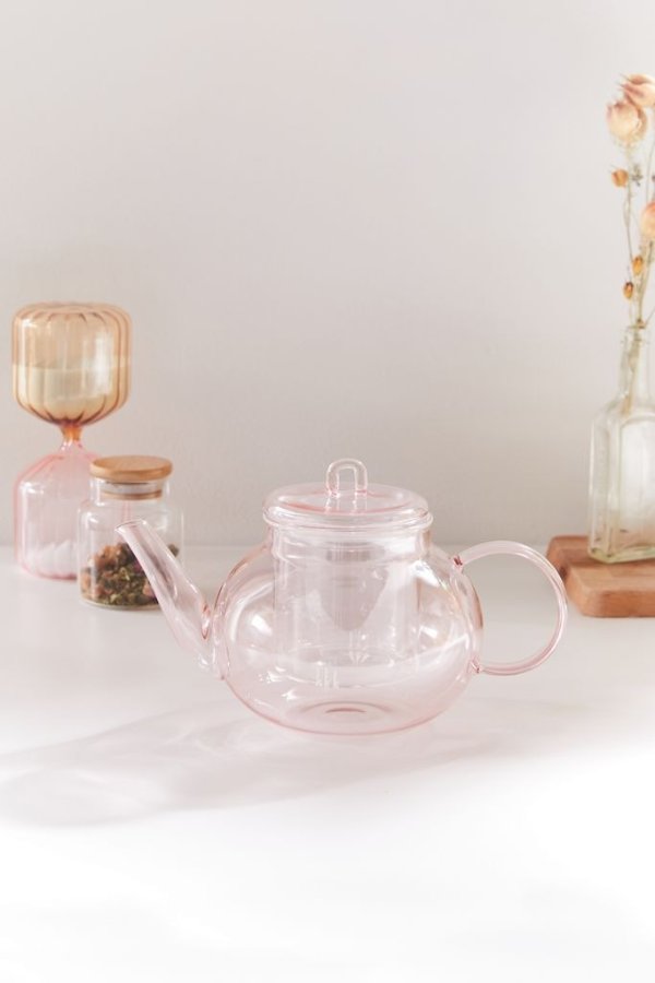 粉红玻璃茶壶