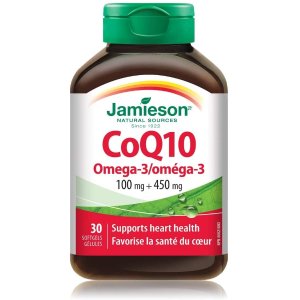 Jamieson辅酶Q10 +Omega-3 - 100 mg软胶囊
