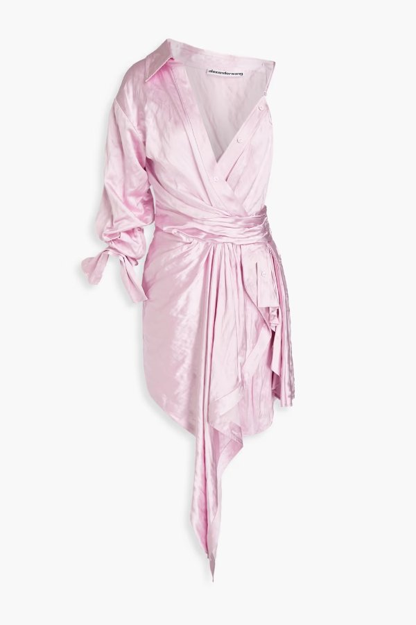 Asymmetric 粉色衬衫裙
