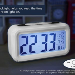 Yiqi 大屏显示桌面数字时钟 温度计功能+智能感应背景灯