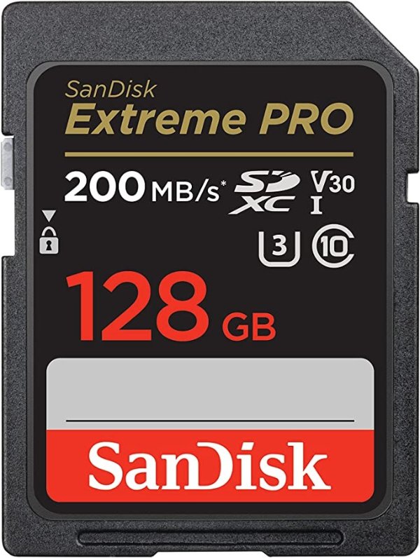 128GB Extreme PRO SDXC C10, U3, V30, 4K UHD